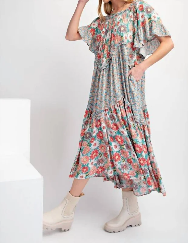 Today Only – Don’t Miss It!Peasant Floral Maxi Dress In Sage