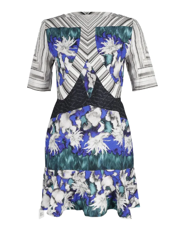 Must-Have Deals Inside!Peter Pilotto Printed Fluted Mini Dress in Multicolor Silk