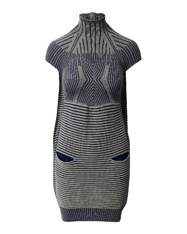 More Discounts, More Joy!Peter Pilotto Striped High Neck Knitted Mini Dress in Multicolor Cotton