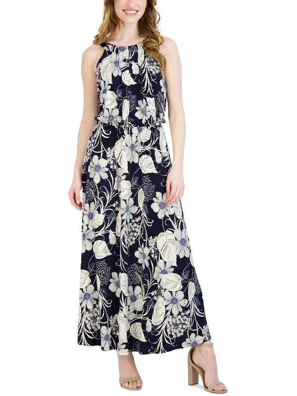 Shop Early, Save Big!Petites Womens Floral Print Polyester Maxi Dress