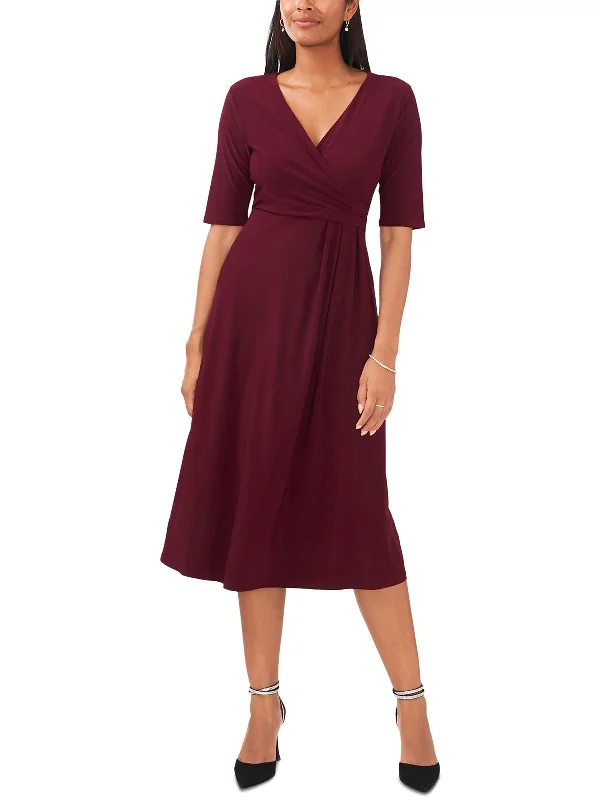 Incredible Savings Inside!Petites Womens V-Neck Short Sleeve Midi Dress