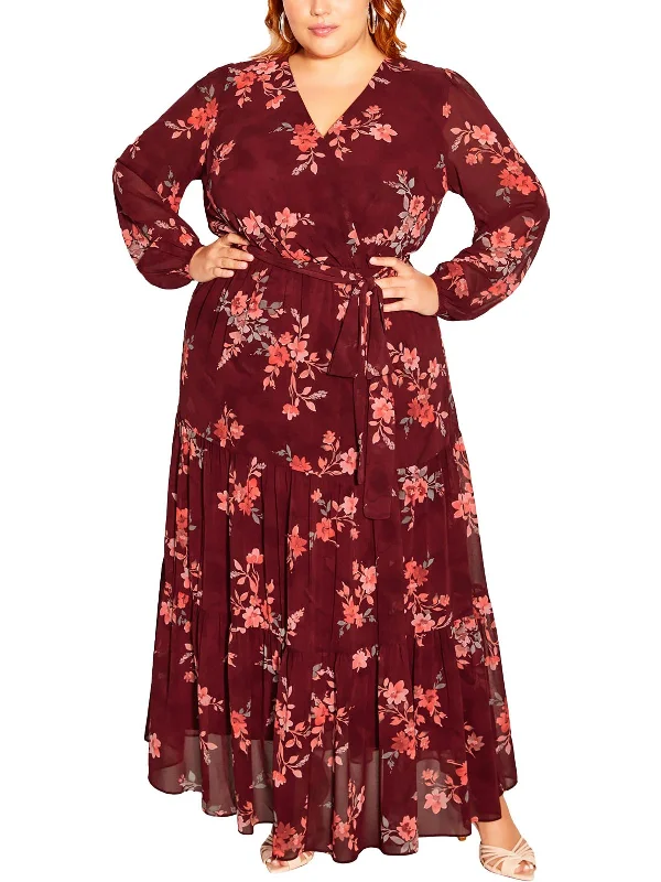 Special Discounts Inside!Plus Alicia Womens Floral Print Polyester Maxi Dress