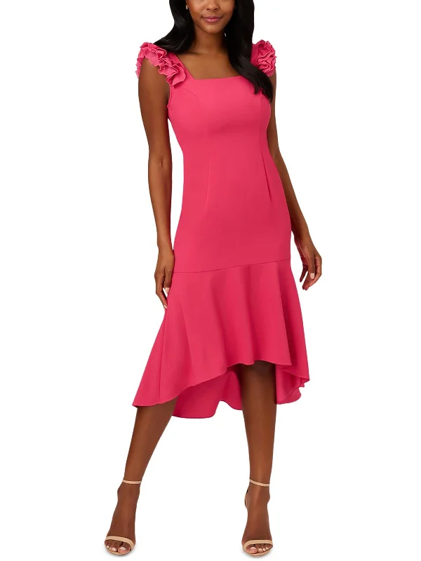 Get More for Less!Plus Womens Crepe Ruffled Midi Dress