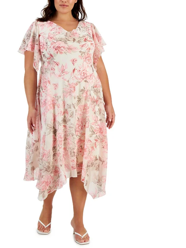 Your Favorite Sale is Back!Plus Womens Floral Print Chiffon Maxi Dress