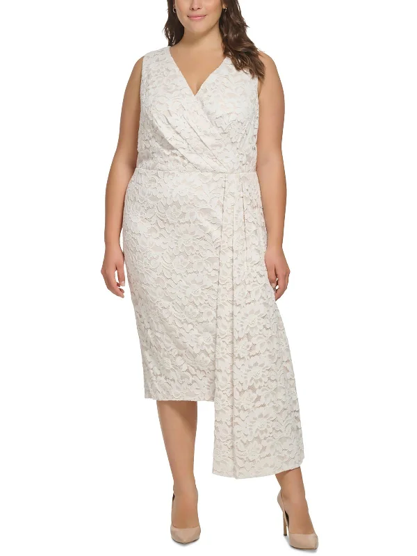 Exclusive Offers You’ll Love!Plus Womens Floral Print Polyester Maxi Dress