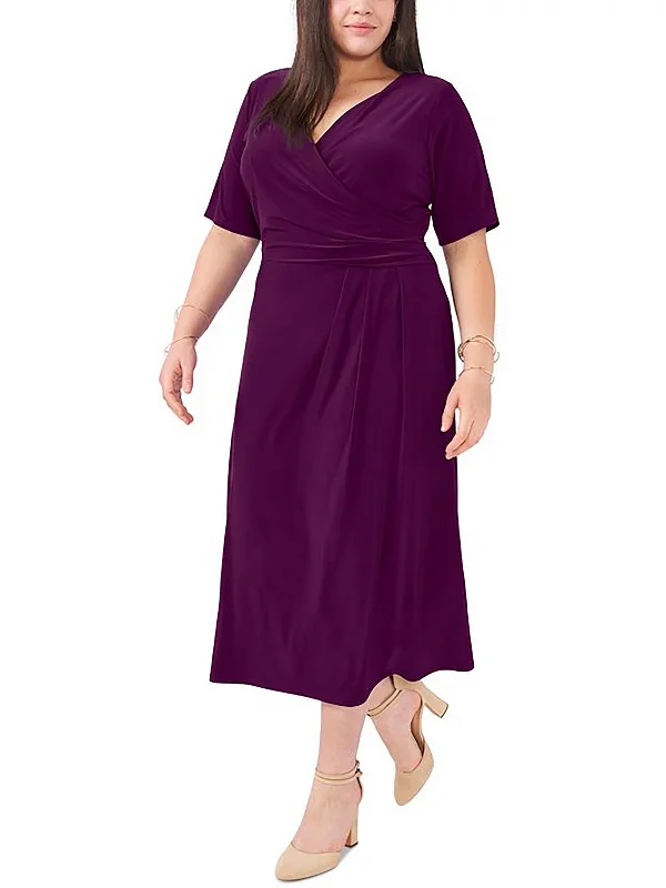 Flash Deals – Act Quickly!Plus Womens Jersey V-Neck Midi Dress