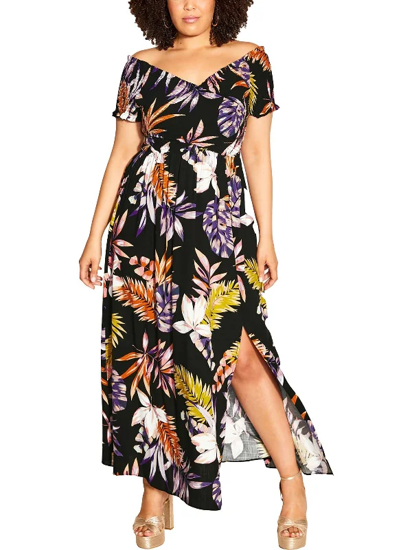 Seasonal Sale – Shop Now!Plus Womens Smocked Viscose Maxi Dress