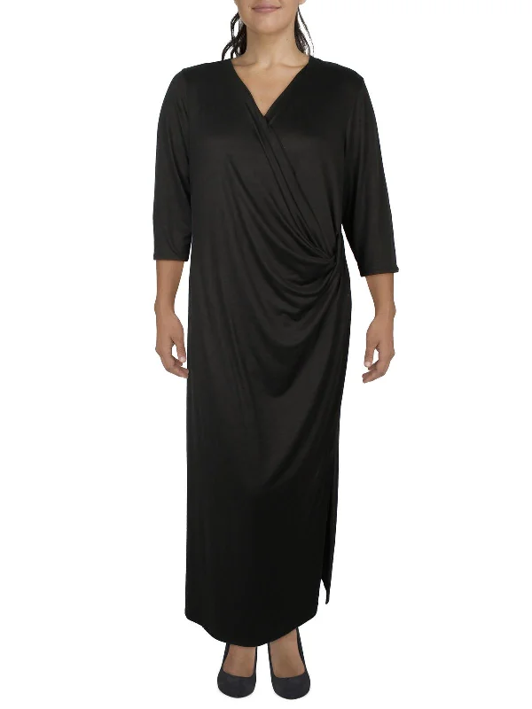 Your Shopping Wish, Our Discount Command!Plus Womens Surplice Long Maxi Dress