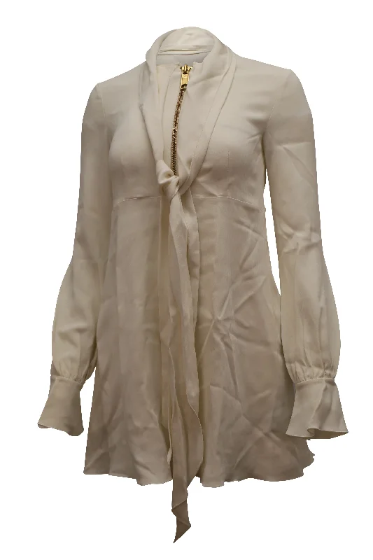 Buy More, Save More!Rachel Zoe Tie Neck Mini Dress in White Viscose
