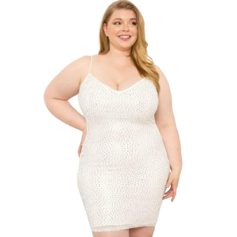 Your Chance to Save is Now!Rhinestone Body Plus Size Mini Dress
