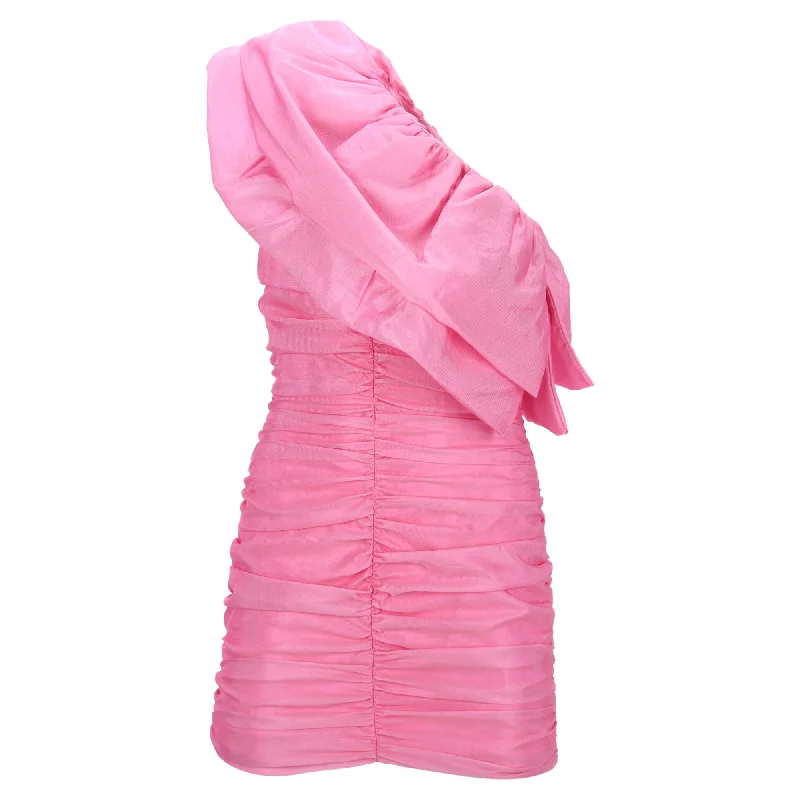 Unlock Huge Savings Now!Rotate Birger Christensen One-Shoulder Ruffled Mini Dress in Pink Acetate Unlock Huge Savings Now!Rotate Birger Christensen One-Shoulder Ruffled Mini Dress in Pink Acetate