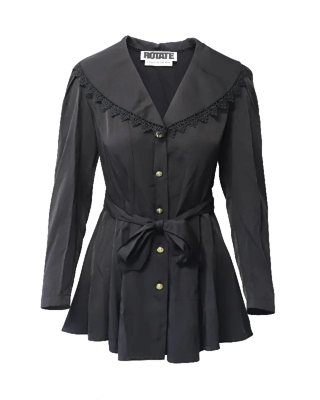 More Discounts, More Joy!Rotate Birger Christensen Padded-Shoulder Mini Dress in Black Rayon More Discounts, More Joy!Rotate Birger Christensen Padded-Shoulder Mini Dress in Black Rayon
