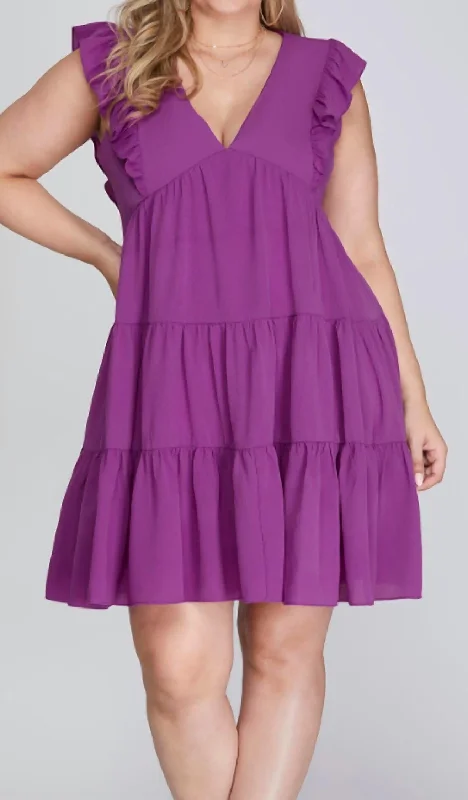Mega Sale Happening Now!Ruffled Mini Dress In Purple