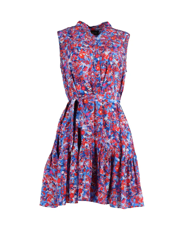 Incredible Savings Inside!Saloni Tilly Belted Sleeveless Mini Dress in Multicolor Silk Incredible Savings Inside!Saloni Tilly Belted Sleeveless Mini Dress in Multicolor Silk