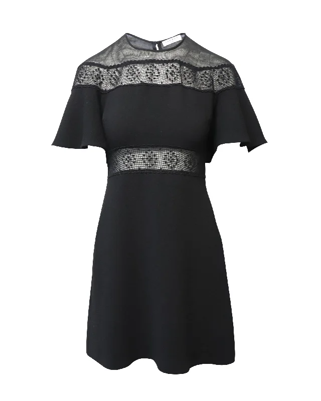 Time to Save Big!Sandro Paris Angie Embroidered Lace Mini Dress in Black Polyester Time to Save Big!Sandro Paris Angie Embroidered Lace Mini Dress in Black Polyester