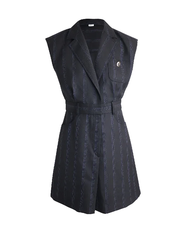 Price Drops You’ll Love!Sandro Vaiana Stripe Tailored Mini Dress in Black Wool