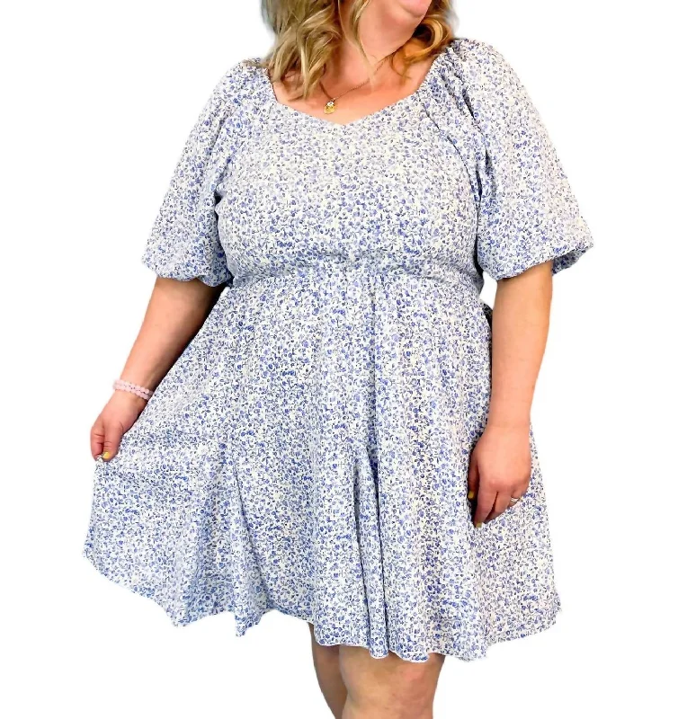Upgrade for Less!Scarlett Floral Mini Dress In Blue Floral