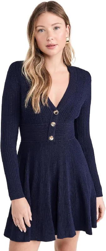 Upgrade for Less!Self-Portrait Women's Pointelle Knit Midi Dress, Navy