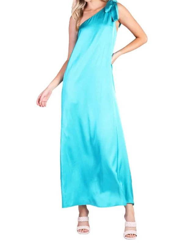 Your Best Deals Are Here!Shiny Hammered Satin Maxi Dress In Tea