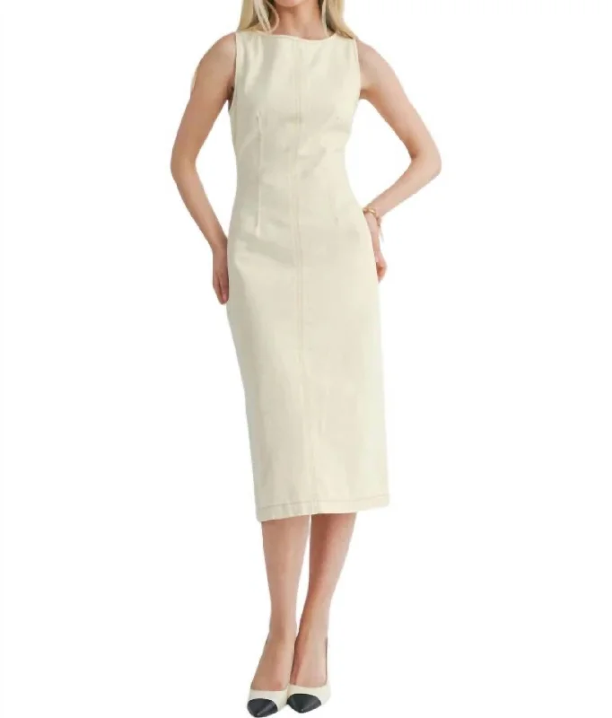 Don't Miss Out!Signature Fitted Midi Dress In Butter