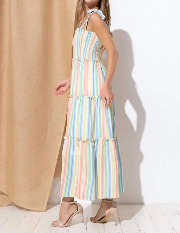 Your Exclusive Offer Awaits!Smocked Maxi Dress In Multi Color