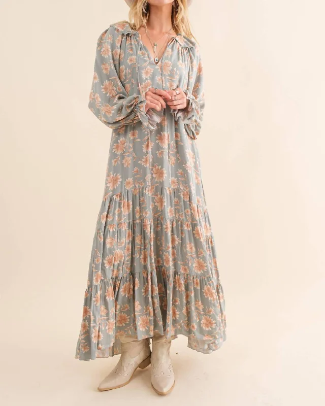 Limited Deals, Unlimited Savings!Sonoma Floral Maxi Dress In Sage