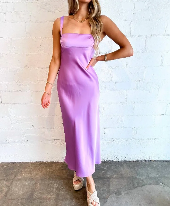 Score Huge Discounts Today!Stacie Satin Maxi Dress In Lavender