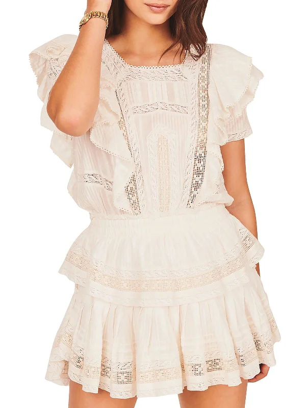Your Shopping Wish, Our Discount Command!Stella Womens Picot Trim Ruffled Mini Dress Your Shopping Wish, Our Discount Command!Stella Womens Picot Trim Ruffled Mini Dress