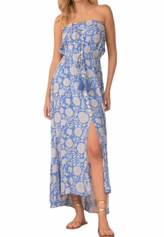 One Click Away from Big Savings!Strapless Maxi Dress In Caribbean Print