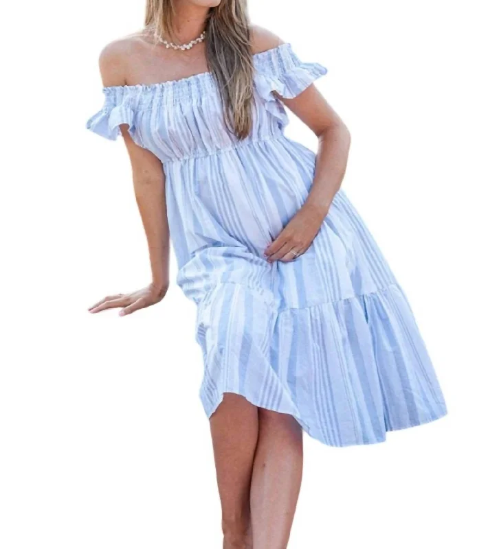 Unmissable Offers Await!Striped Midi Dress In Coastal
