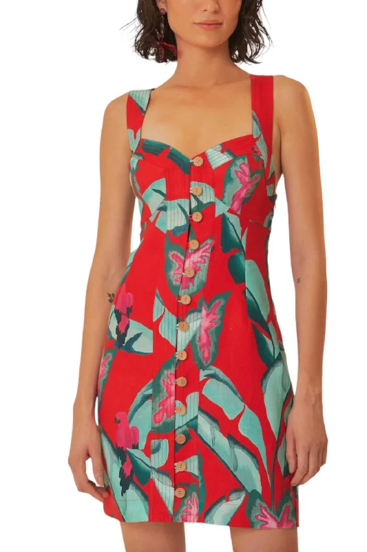 Don’t Wait – Deals Won’t Last!Summer Mini Dress In Summer Foliage Red