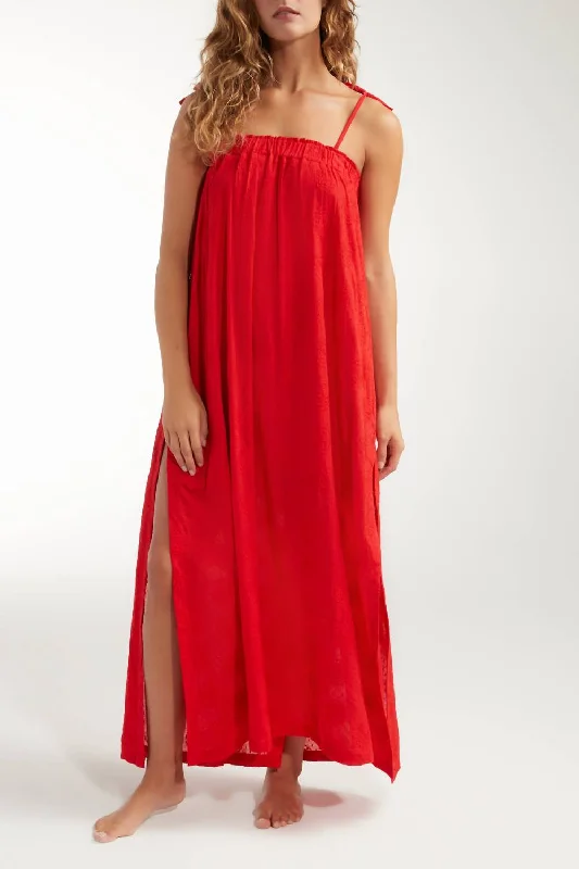 Get Ready to Save!Susanna Cinched Maxi Dress In Red
