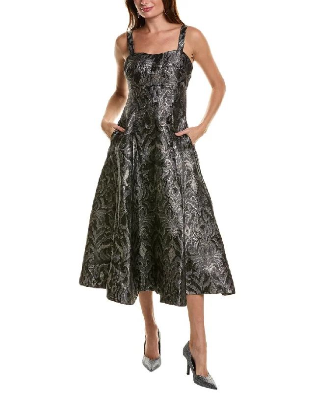 Stock Up and Save!Taylor Metallic Jacquard Taffeta Printed Midi Dress
