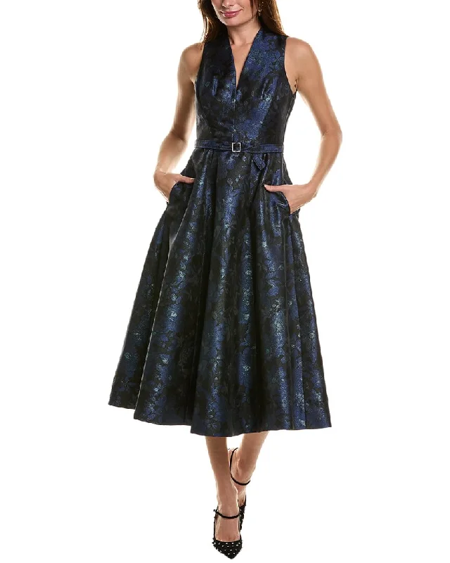 Save More When You Shop More!Taylor Metallic Jacquard Taffeta Printed Midi Dress