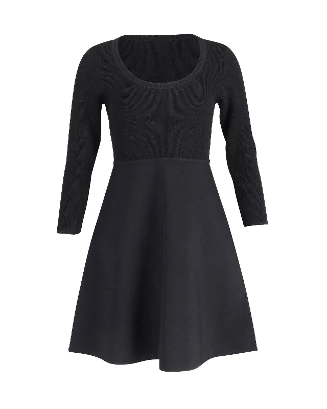 Seasonal Sale – Shop Now!Theory Scoop Neck Compact Knit Mini Dress in Black Viscose Seasonal Sale – Shop Now!Theory Scoop Neck Compact Knit Mini Dress in Black Viscose