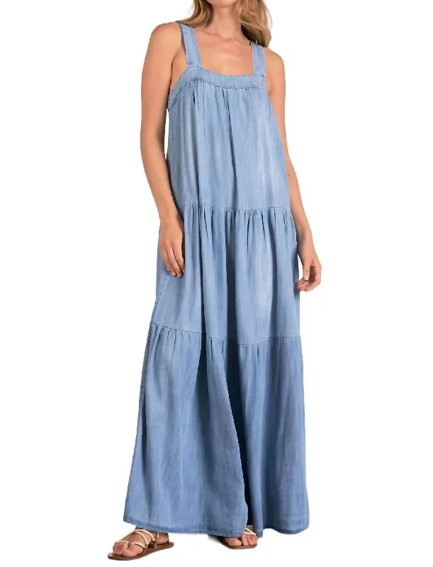 Upgrade for Less!Tiered Maxi Dress In Blue