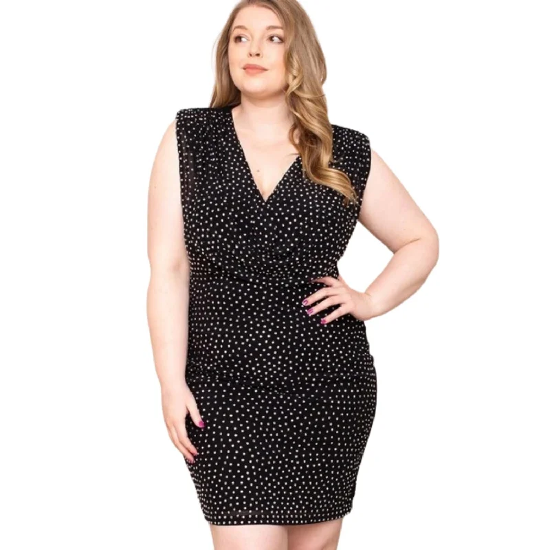 One Day Only – Huge Savings!Translucent Rhinestone Plus Mini Dress