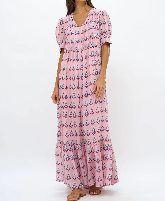Find the Best Deals Here!V-Neck Pintuck Maxi Dress In Bodrum Pink