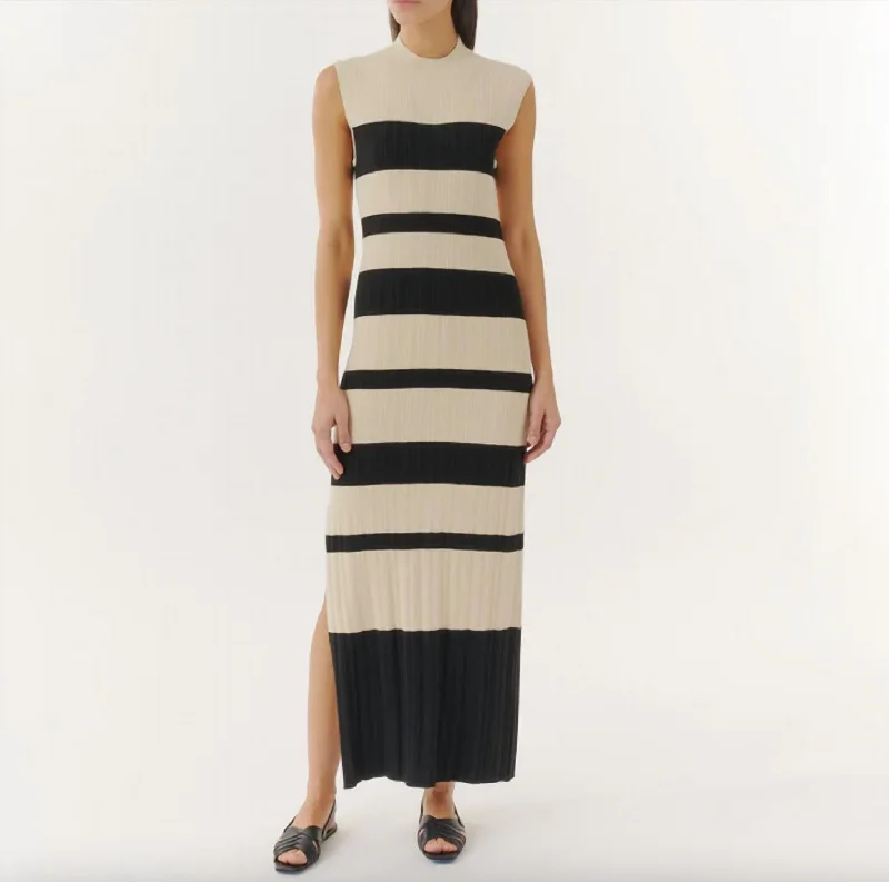 Today’s Deals, Tomorrow’s Regrets!Variegated Stripe Maxi Dress In Linen Black
