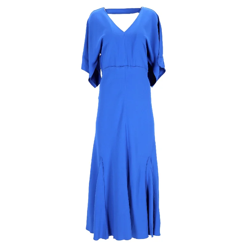 Score Big Savings Today!Victoria Beckham Draped-Sleeve Midi Dress in Blue Viscose