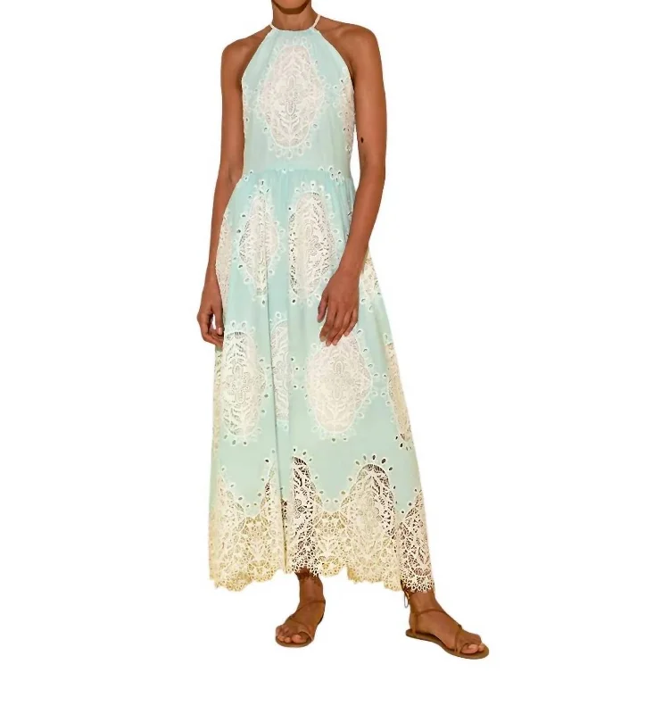 The Best Offers Are Here!Vivi Cotton Midi Dress In Pale Blue-Ivory