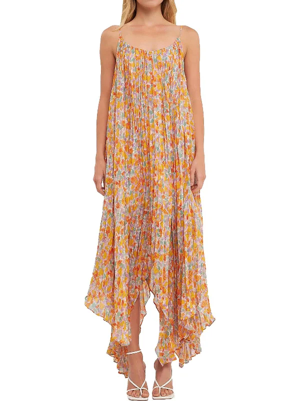 Shop Early, Save Big!Waterfall Womens Pleated Handkerchief Hem Maxi Dress