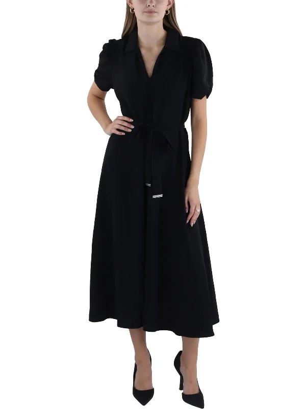 Score Big Savings Today!Womens Collared V-Neck Midi Dress