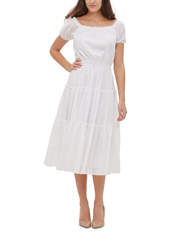 Limited-Time Price Drop!Womens Cotton Textured Midi Dress