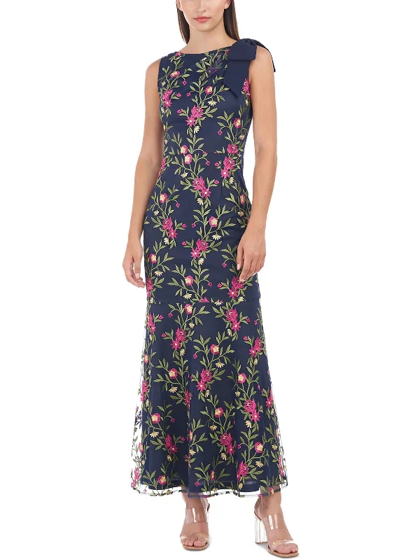 Hurry, Sale Ends Soon!Womens Embroidered Mesh Maxi Dress