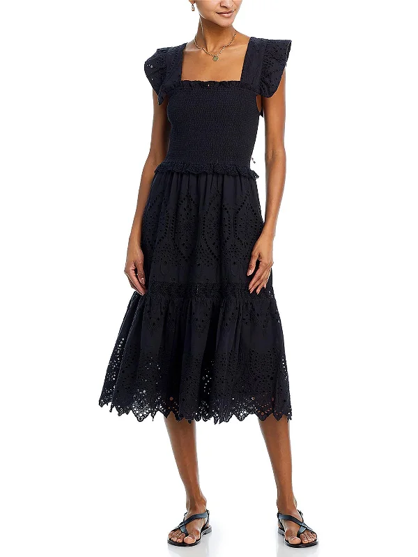 Bigger Savings, Better Shopping!Womens Eyelet Smocked Midi Dress