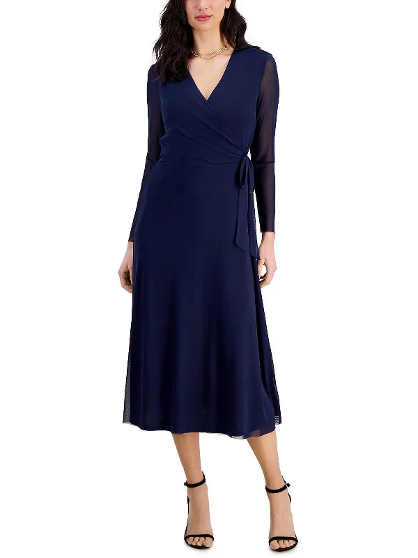 Amazing Prices You Can’t Resist!Womens Faux Wrap Office Midi Dress