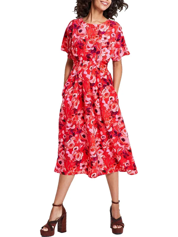 Great Deals, Just for You!Womens Floral Pinktuck Midi Dress