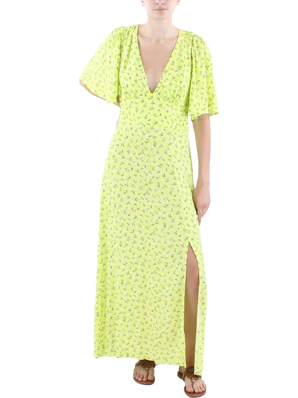 Every Deal is a Steal!Womens Floral Print Viscose Maxi Dress