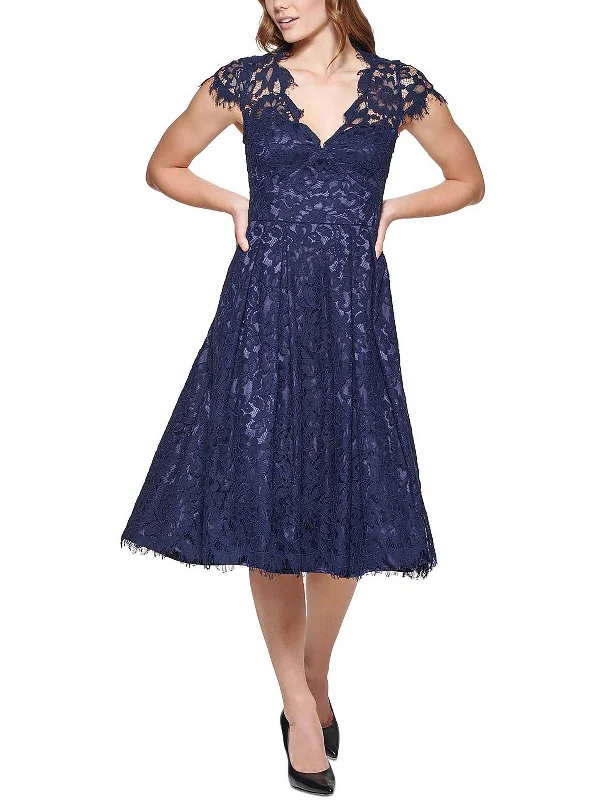 Instant Savings Await!Womens Lace V-Neck Midi Dress